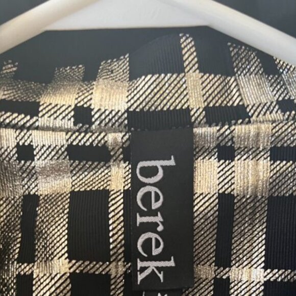 Berek Women's Plaid Blazer Jacket Metallic Black & gold elegant formal jacket - Picture 3 of 8